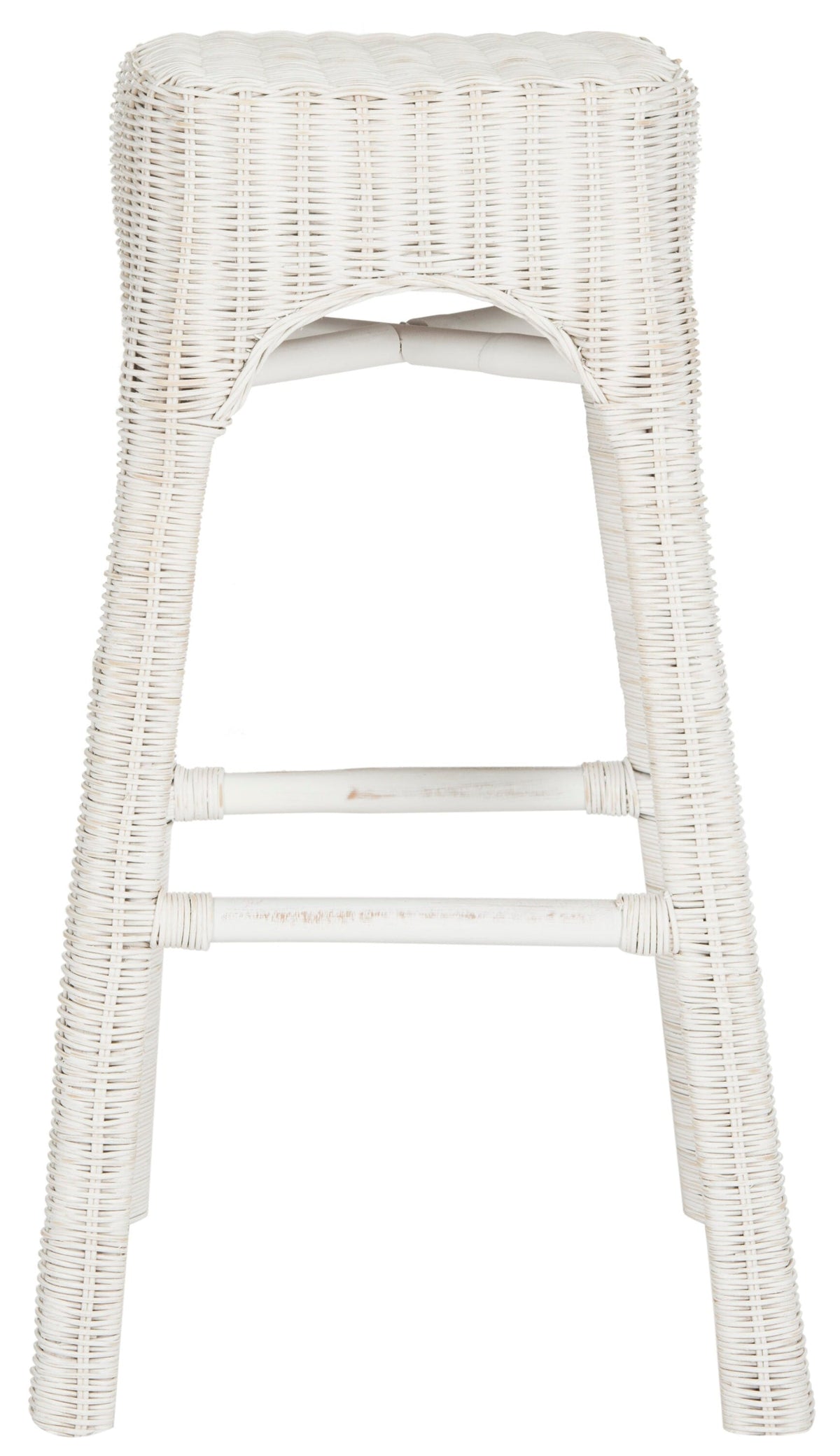 Safavieh Percy White Distress Bar Stool, 29.5-in Bar Height, Rattan