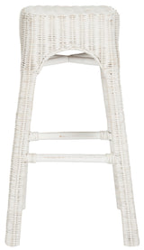 Safavieh Percy White Distress Bar Stool, 29.5-in Bar Height, Rattan