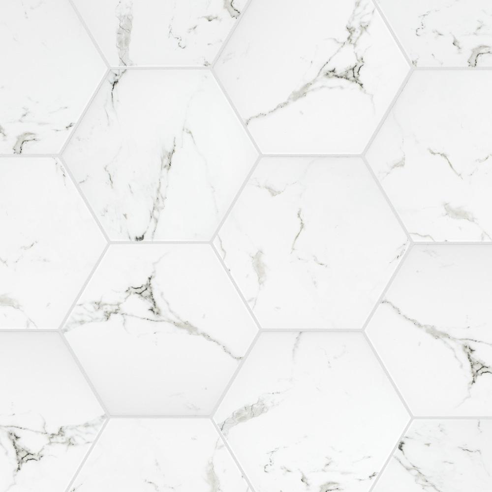 Timeless Calacatta Hex 8-5/8 in. x 9-7/8 in. Porcelain Floor and Wall Tile (11.56 sq. ft. / case) - Super Arbor