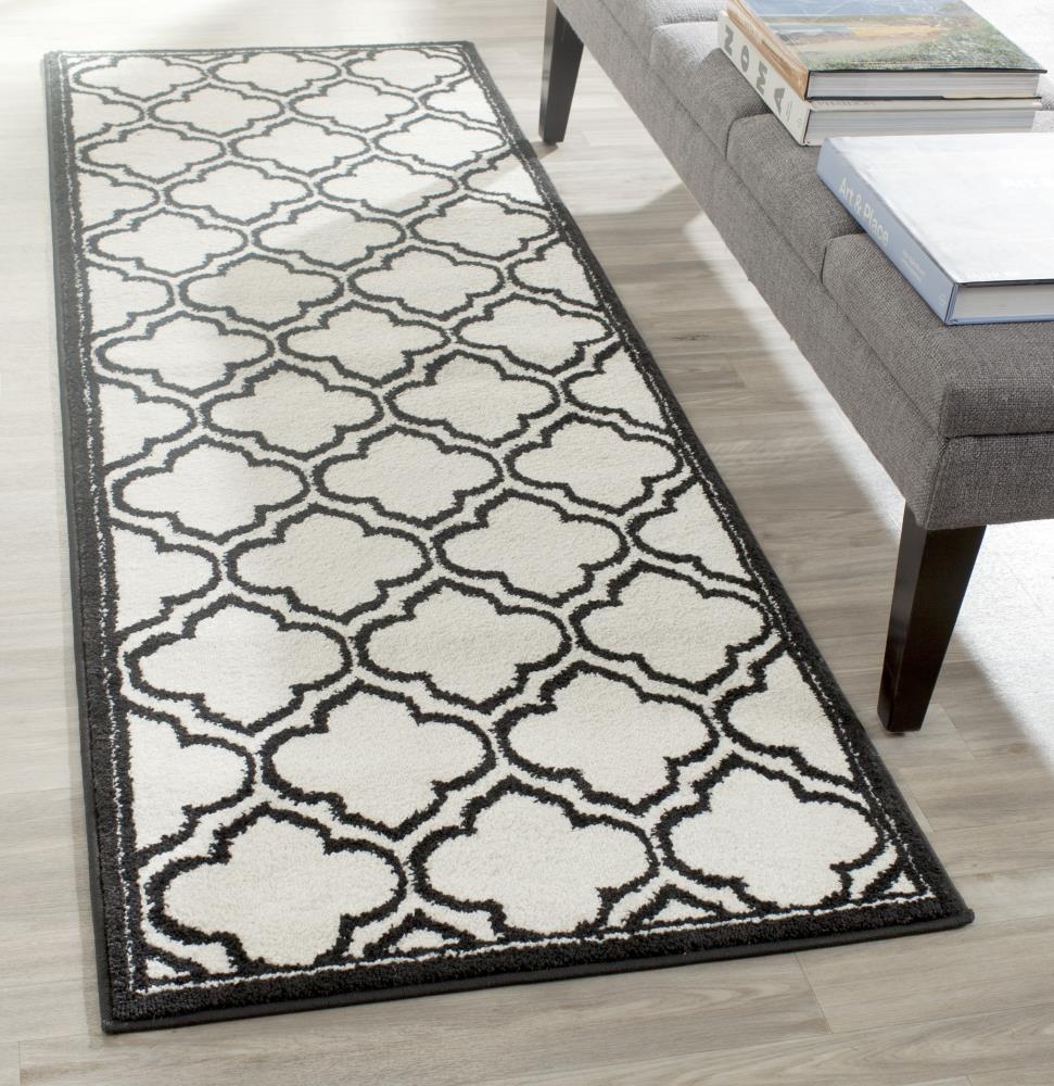 Safavieh Moroccan 2 x 7 Ivory/Anthracite Indoor Trellis Runner Rug