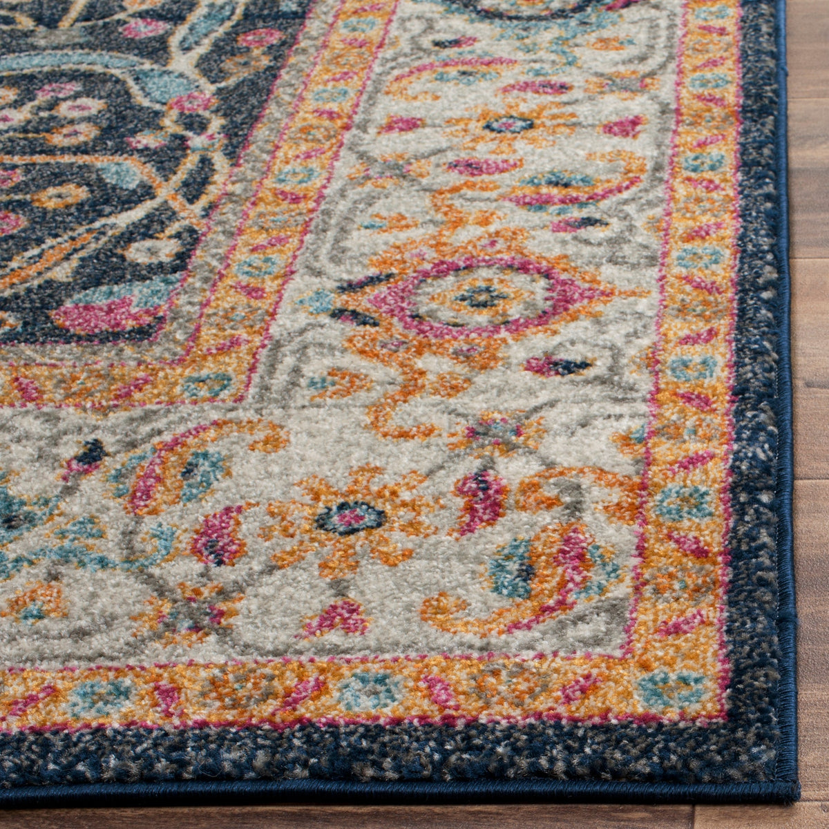 Safavieh Madison Toila 5 x 8 Navy/Creme Indoor Floral/Botanical Oriental Area Rug