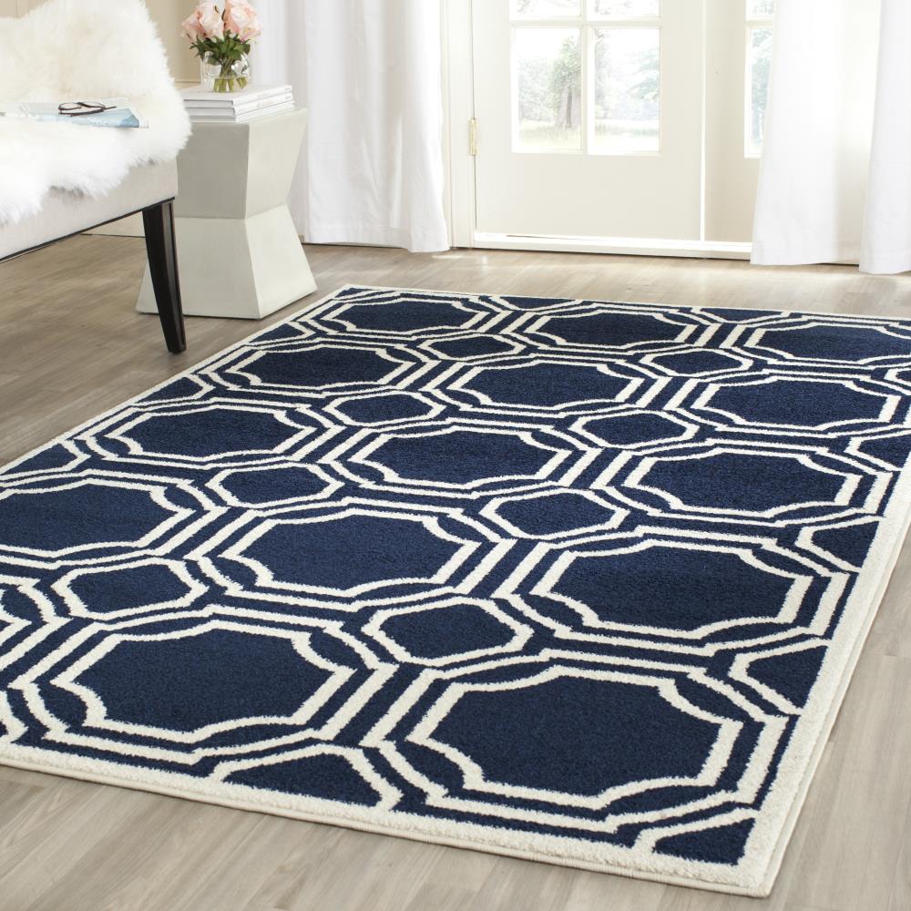 Safavieh Mosaic 11 x 16 Navy/Ivory Indoor/Outdoor Trellis Area Rug