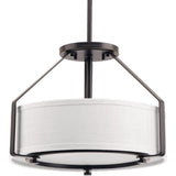 Progress Lighting Ratio 3-Light Antique Bronze Transitional Drum Medium Hanging Convertible Pendant/semi-flush