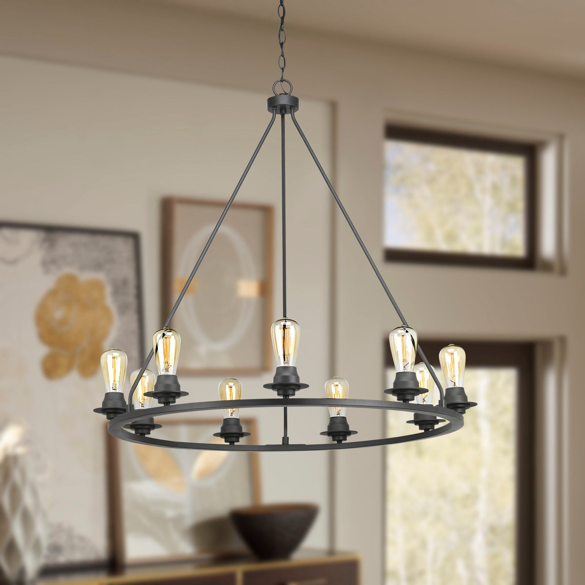 Progress Lighting Debut 9-Light Gray Farmhouse Chandelier