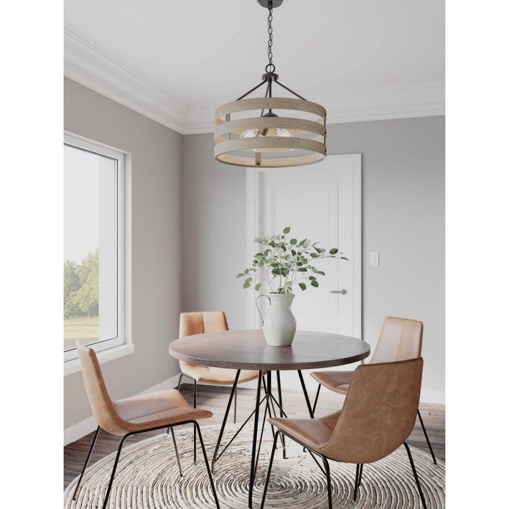 Progress Lighting Gulliver 4-Light Graphite Farmhouse Drum Medium Hanging Pendant Light