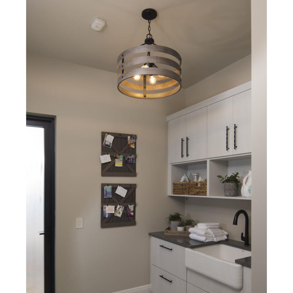 Progress Lighting Gulliver 4-Light Graphite Farmhouse Drum Medium Hanging Pendant Light
