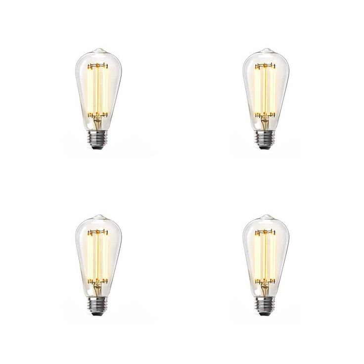 Feit Electric 60-Watt Equivalent ST19 Dimmable LED Clear Glass Vintage Edison Light Bulb With Straight Filament Soft White (4-Pack)