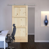 Masonite Traditional 42-in x 84-in Natural 3-Panel Unfinished Knotty Pine Wood Single Barn Door
