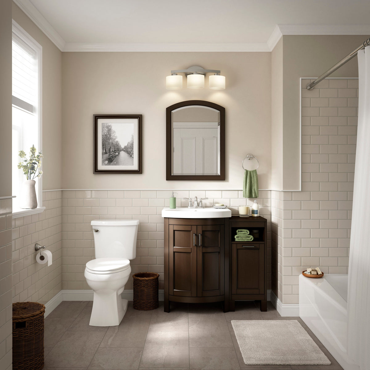Style Selections Morecott 13-in x 31.75-in x 13.5-in Chocolate Freestanding Soft Close Linen Cabinet