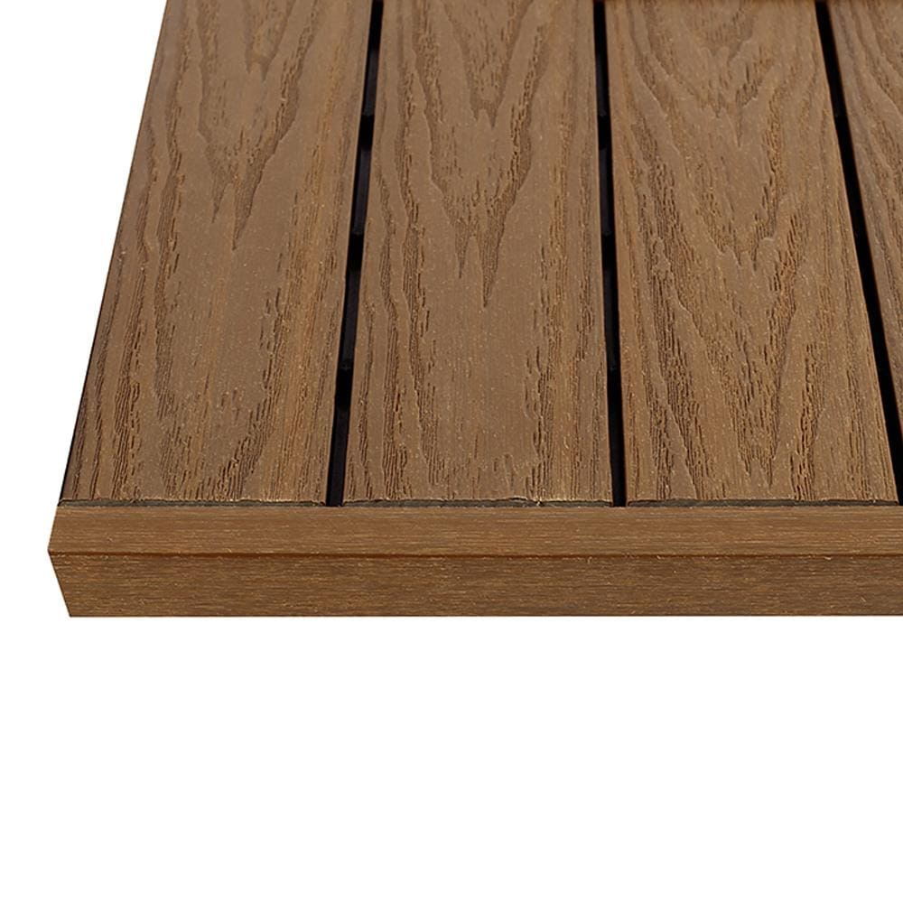 NewTechWood 1-in x 12-in 4-Pack Peruvian Teak Prefinished Composite Deck Tile (1-sq ft)