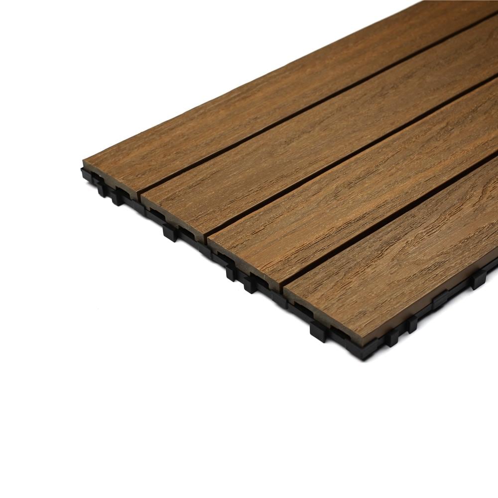 NewTechWood 36-in x 12-in 5-Pack Peruvian Teak Prefinished Composite Deck Tile (15-sq ft)