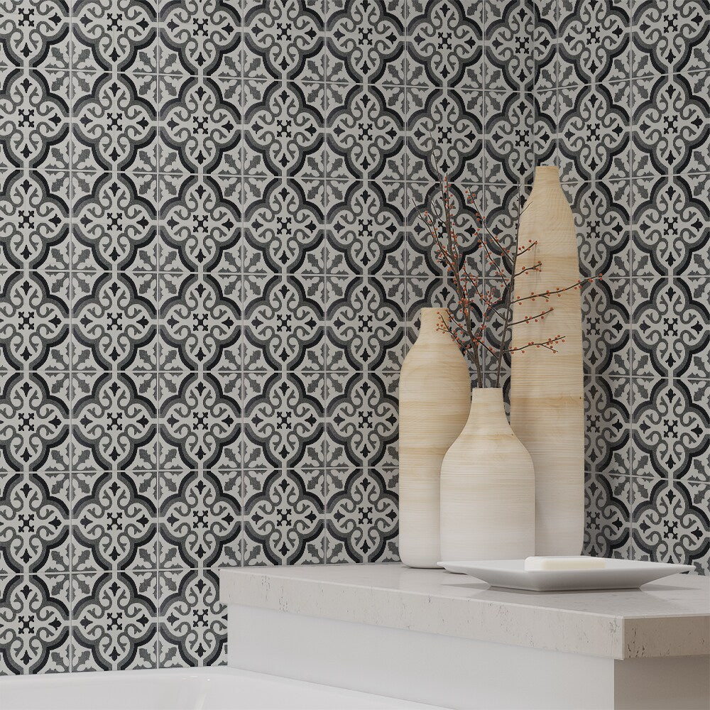 Elida Ceramica Lolita Deco Squares 6-in x 6-in Matte Porcelain Encaustic Floor & Wall Tile