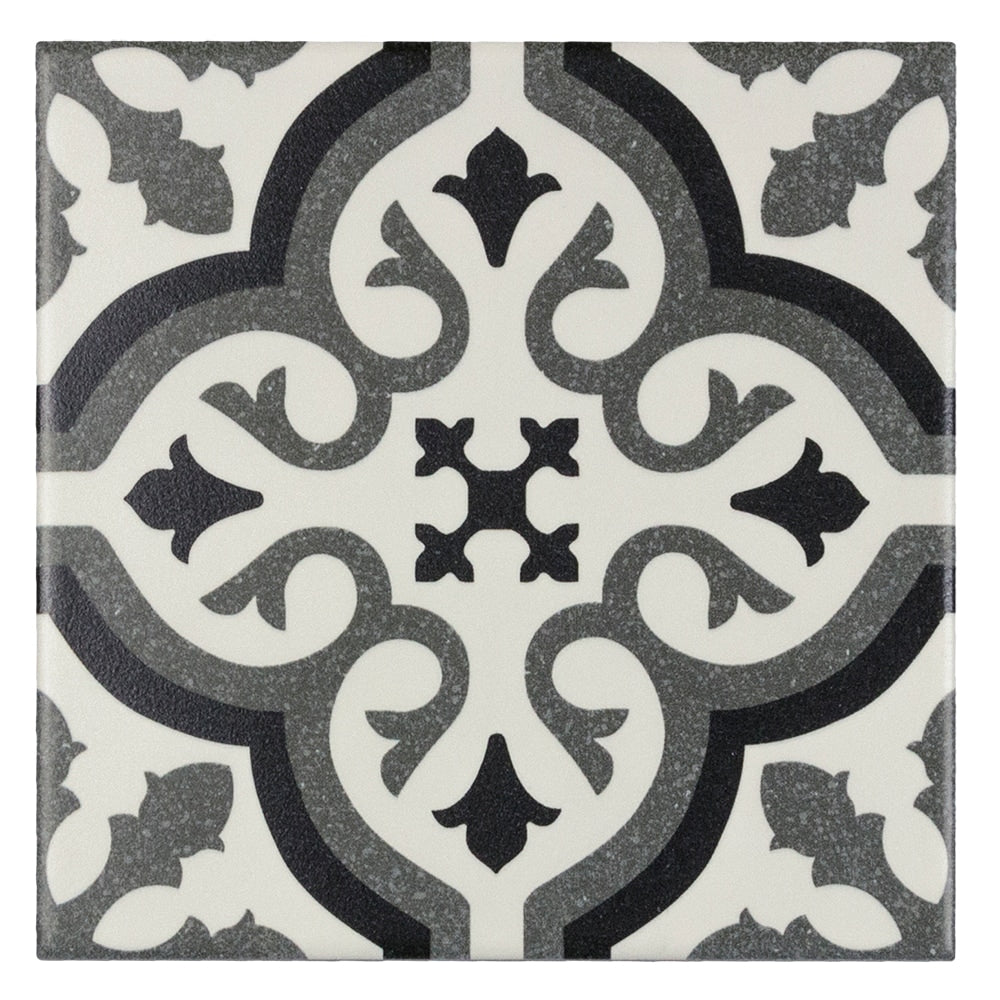 Elida Ceramica Lolita Deco Squares 6-in x 6-in Matte Porcelain Encaustic Floor and Wall Tile, 0.239-sq ft Piece