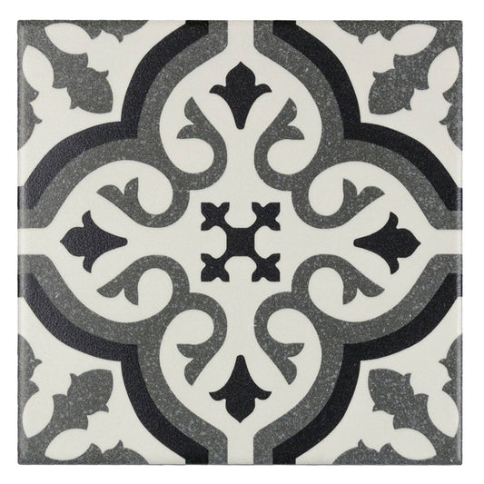 Elida Ceramica Lolita Deco Squares 6-in x 6-in Matte Porcelain Encaustic Floor and Wall Tile, 0.239-sq ft Piece
