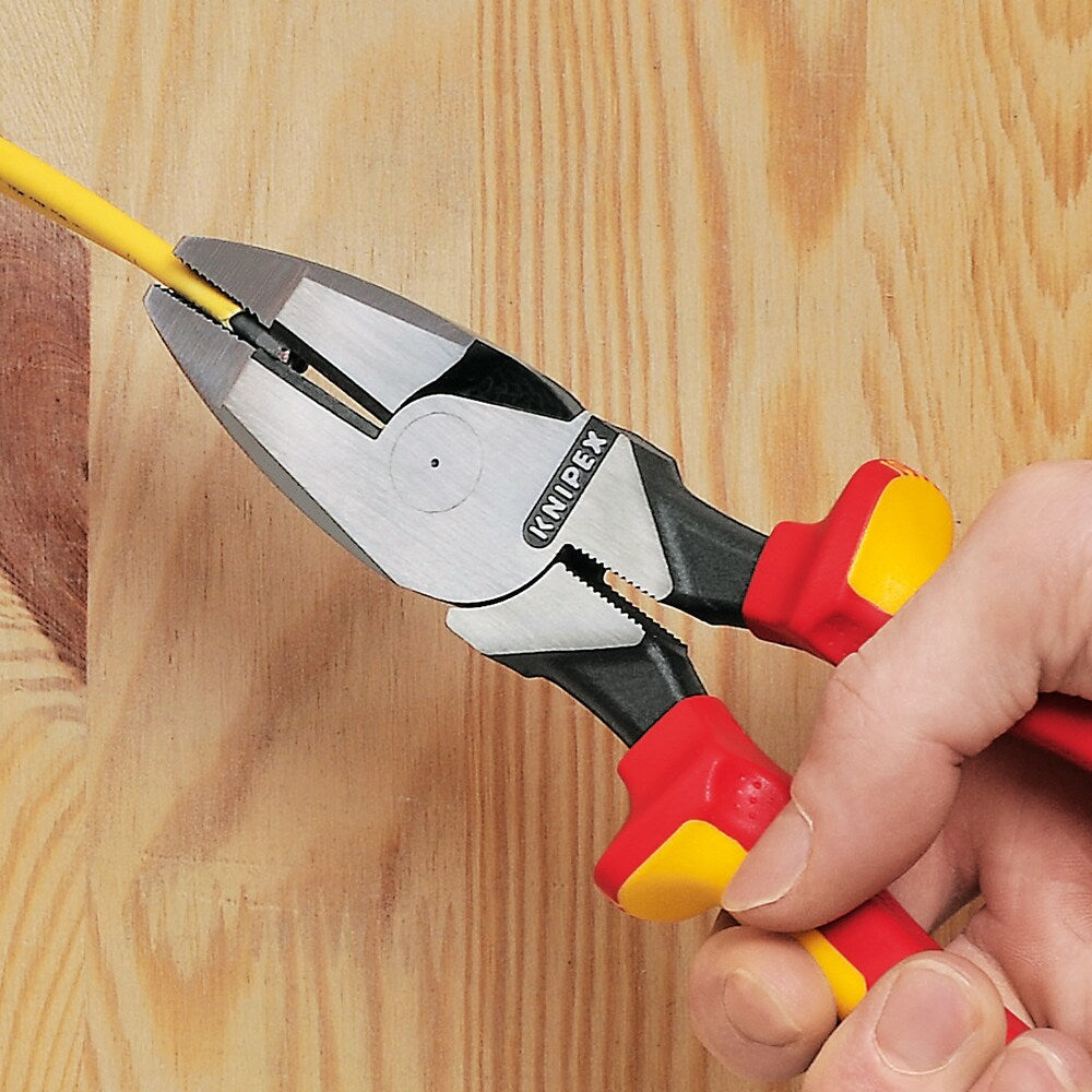 KNIPEX 9.5-in Insulated Linesman Cutting Pliers, High Leverage, Chrome Vanadium Steel