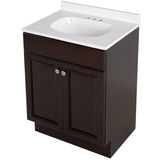 Project Source 24.5-in Java Single Sink Bathroom Vanity with White Cultured Marble Top