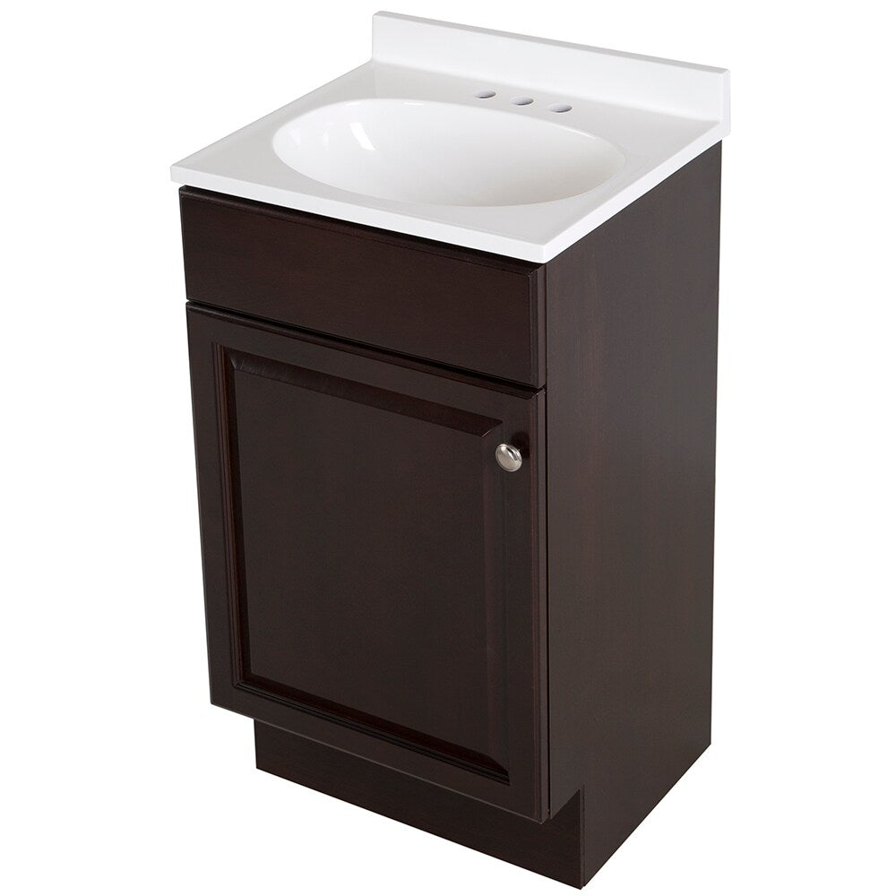 Project Source 18-in Java Single Sink Bathroom Vanity with White Cultured Marble Top