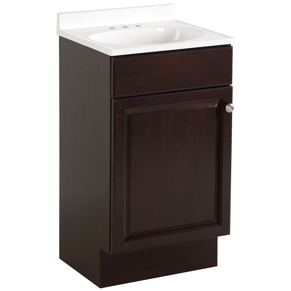 Project Source 18-in Java Single Sink Bathroom Vanity with White Cultured Marble Top