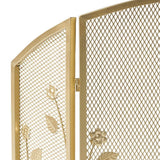 Greenbrier Modern Gold Iron Fire Screen with Leaf Accents - Super Arbor