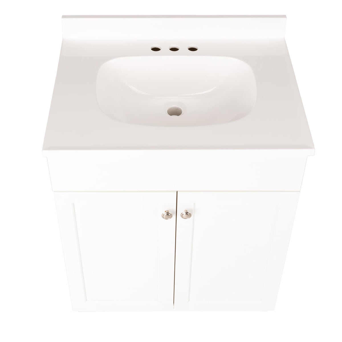 Project Source 24-in White Shaker Single Sink Bathroom Vanity with White Cultured Marble Top