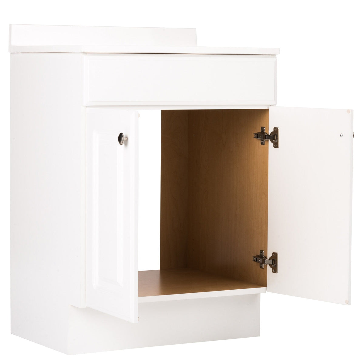 Project Source 24-in White Raised Panel Single Sink Bathroom Vanity with White Cultured Marble Top