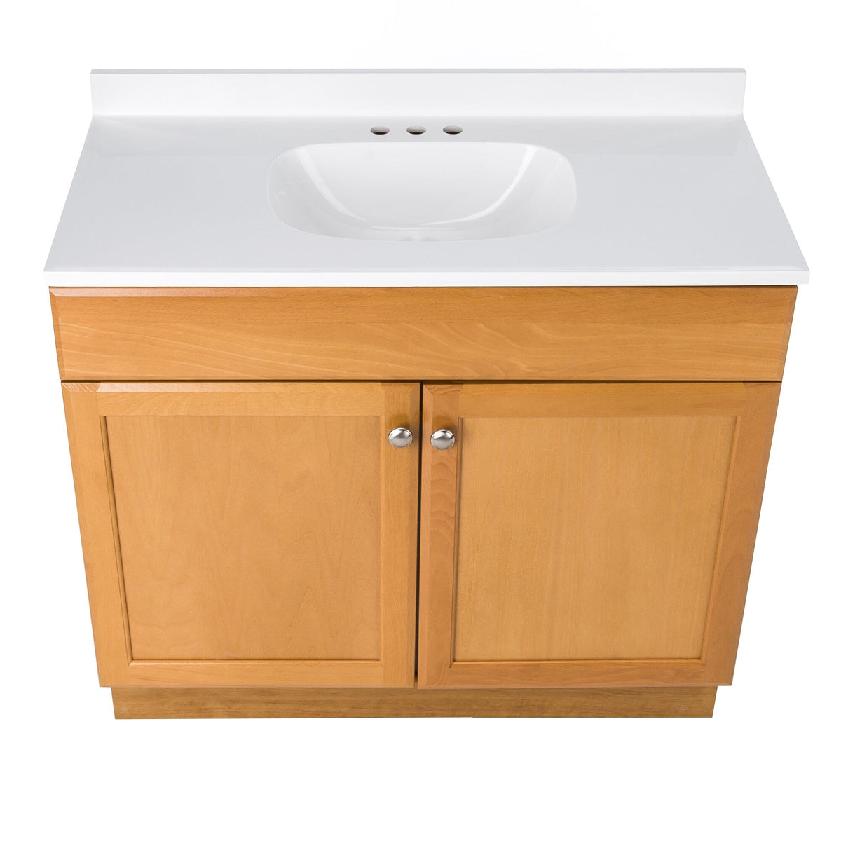 Project Source 36.5-in Golden Single Sink Bathroom Vanity with White Cultured Marble Top
