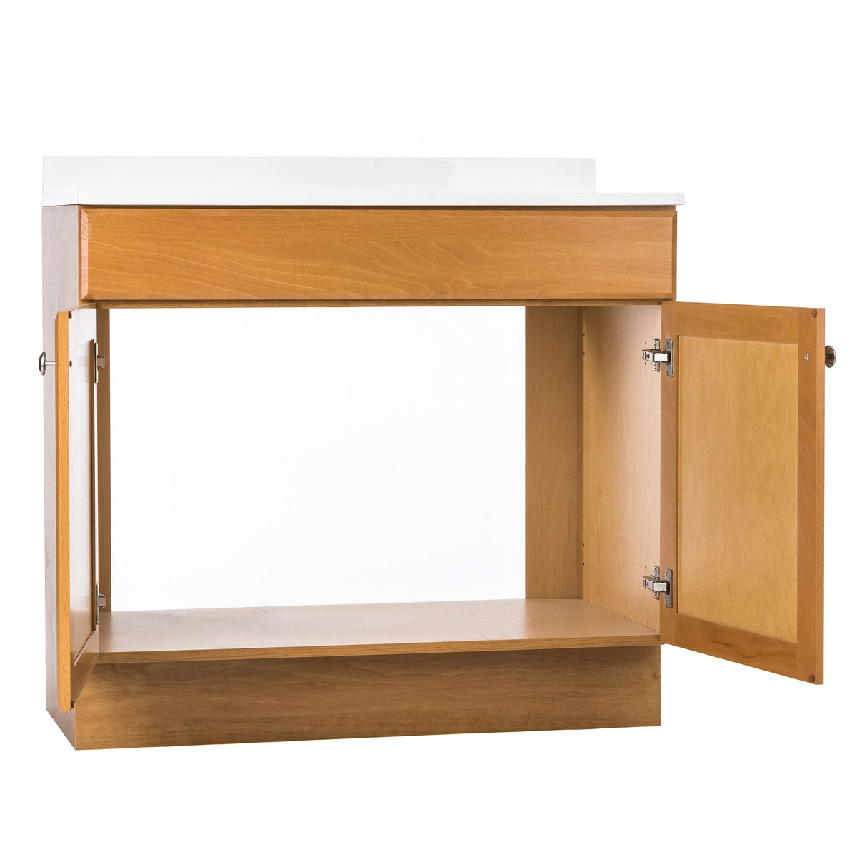 Project Source 36.5-in Golden Single Sink Bathroom Vanity with White Cultured Marble Top