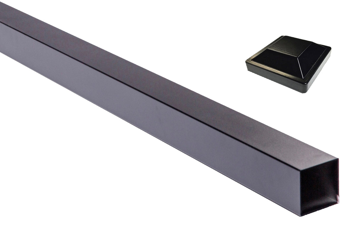 Slipfence 8-ft H x 3-in W Black Powder Coated Aluminum Flat-top Privacy Fence Post