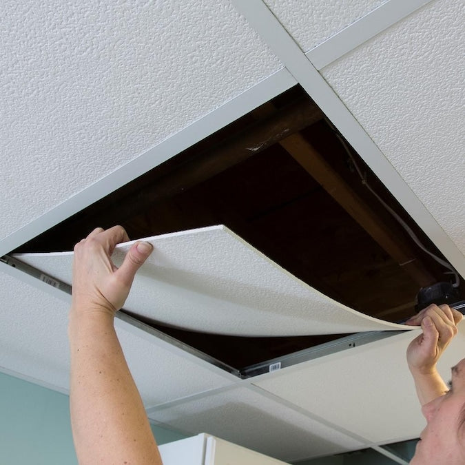 Genesis 2-ft x 2-ft Stucco Pro Black PVC Drop Ceiling Tile (1-Pack, 4-sq ft / Case)