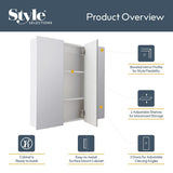 Style Selections 36.25-in x 29.75-in Surface Mount White Mirrored Medicine Cabinet