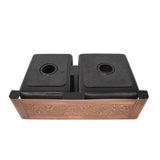 Versailles Farmhouse 33 in. 55/45 Double Bowl Kitchen Sink in Pure Copper with Bottom Grid - Super Arbor