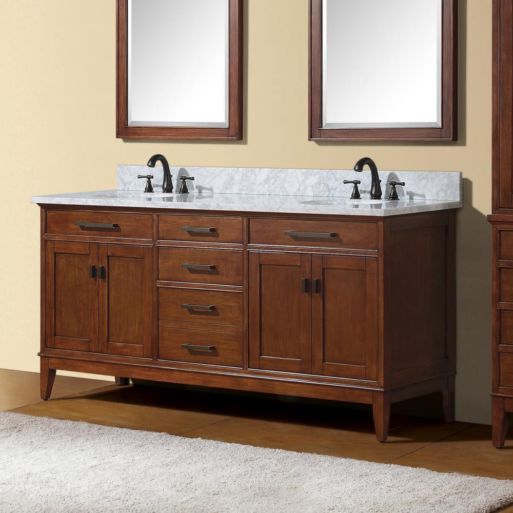 Madison 72 in. W x 21 in. D x 34 in. H Vanity Cabinet Only in Tobacco - Super Arbor