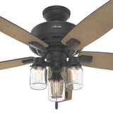Hunter Lincoln Edison Style LED 52-in Matte Black Indoor Ceiling Fan with Light Kit, 5-Blade