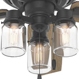 Hunter Lincoln Edison Style LED 52-in Matte Black Indoor Ceiling Fan with Light Kit, 5-Blade