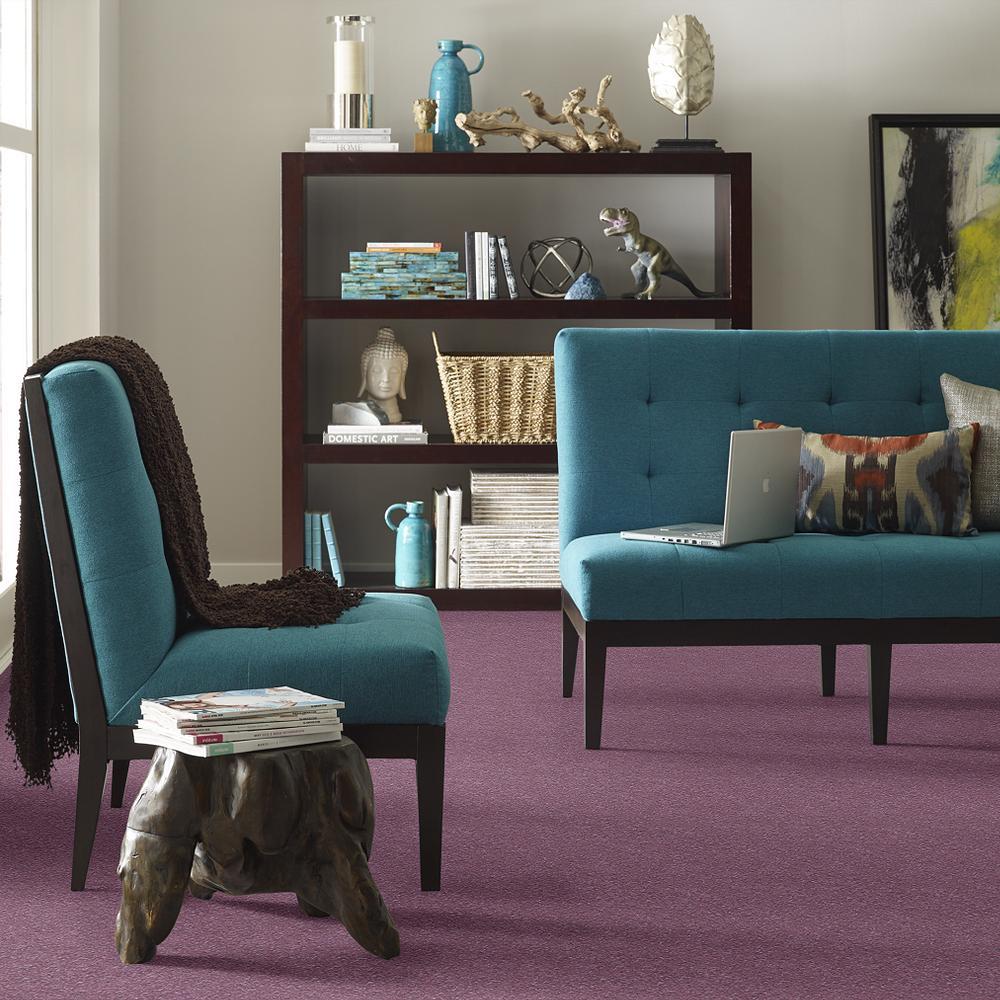 STAINMASTER Essentials Intuition III 12-ft Lavender Textured Carpet Sample (Interior)