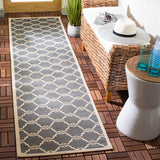 Safavieh Courtyard Aldo 2 x 12 Anthracite/Beige Indoor/Outdoor Trellis Coastal Runner