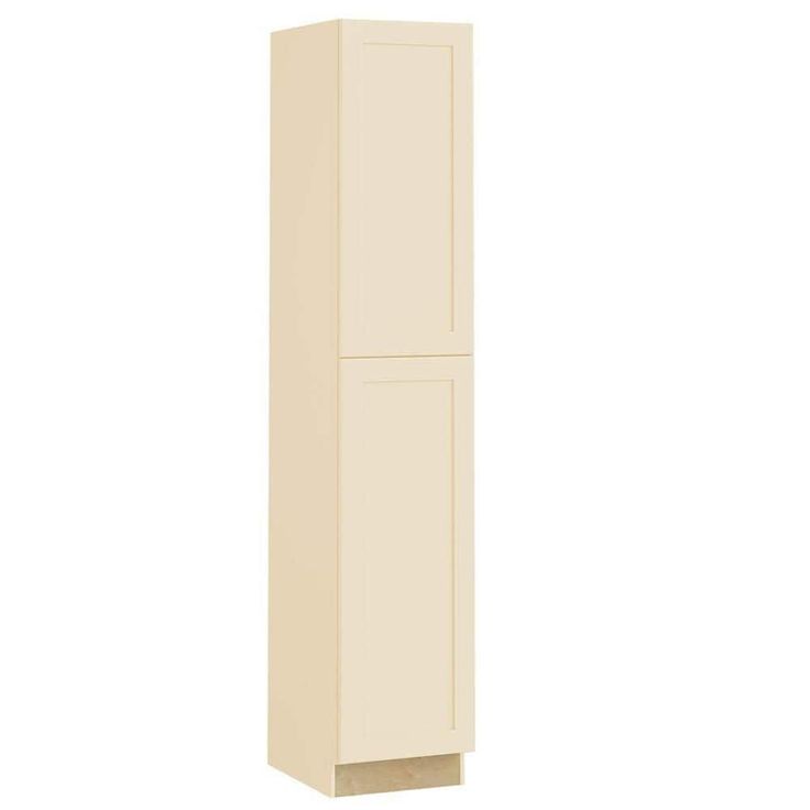 Home Decorators Collection Newport 18 in. W x 24 in. D x 90 in. H Assembled Plywood Pantry Kitchen Cabinet in Blended Cream with Soft Close RH