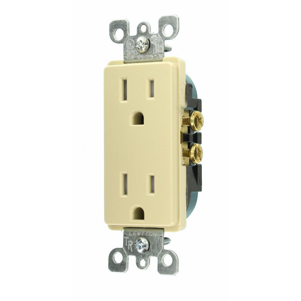 Decora 15 Amp Tamper Resistant Power Duplex Outlet, Ivory - Super Arbor