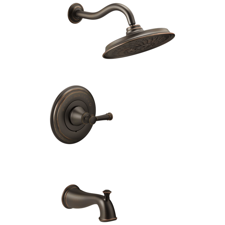 Delta Valdosta with H2Okinetic Technology 1-Handle Bathtub and Shower Faucet with Valve, Venetian Bronze, 8.25-in Round Showerhead