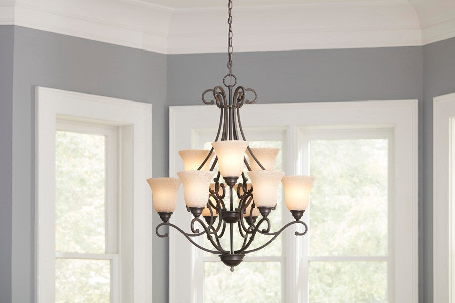 Portfolio Linkhorn 9-Light Iron Stone Vintage Chandelier, 34.5-in H x 30-in W