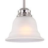 Project Source Fallsbrook Brushed Nickel Traditional Etched Glass Bell Pendant Light, 6.89-in W x 45.57-in H