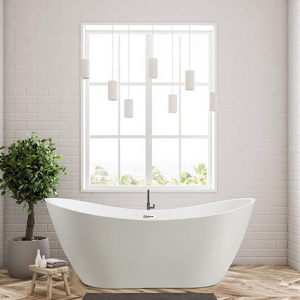 Mulhouse 71 in. Acrylic Flatbottom Freestanding Bathtub in White - Super Arbor