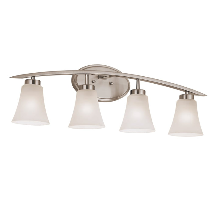 Portfolio Lyndsay 30.13-in 4-Light Satin Nickel Transitional Vanity Light Bar