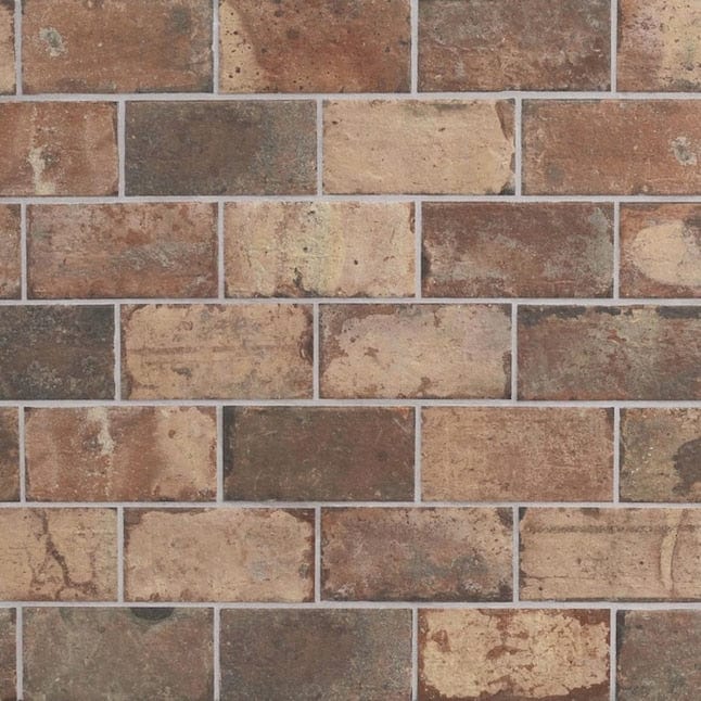 allen + roth Broadmeadow Brick 4-in x 8-in Glazed Porcelain Brick Look Floor and Wall Tile (0.21-sq. ft/ Piece)