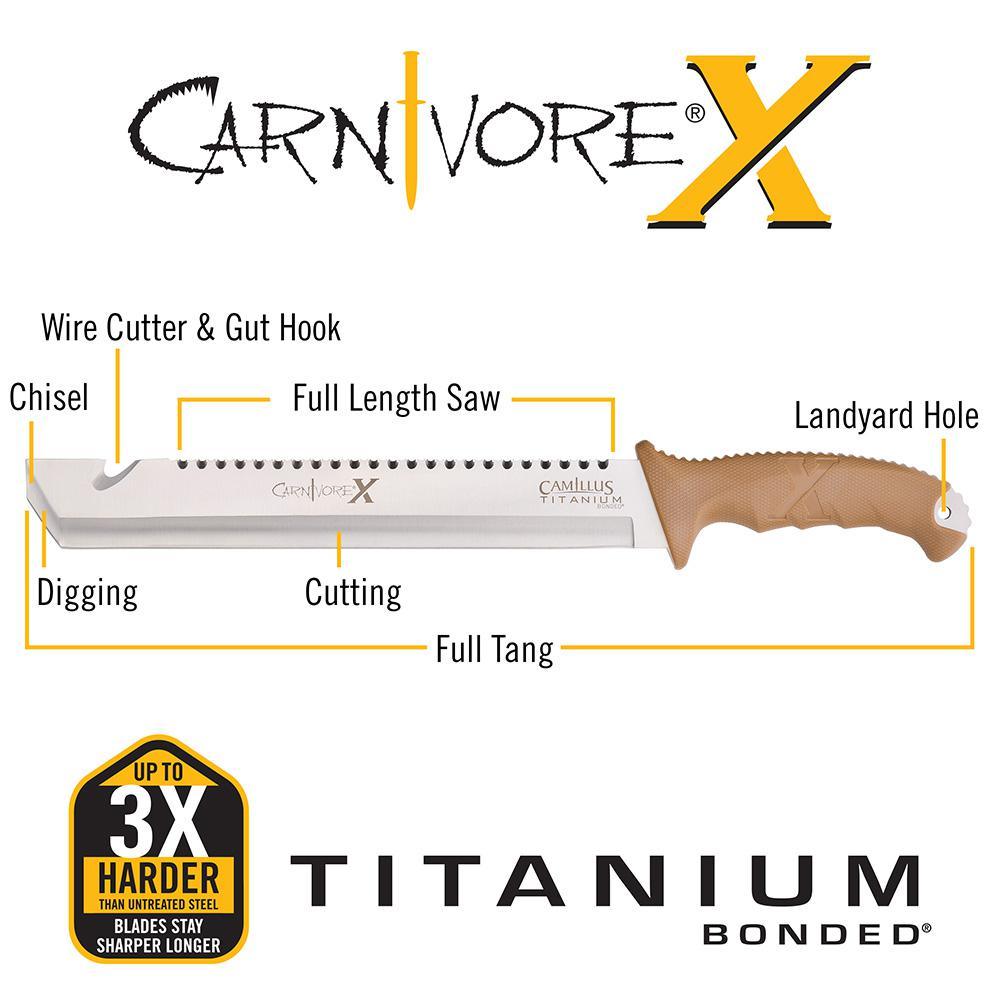 Carnivore X 18 in. ABS Handle Multi-Chisel Full Tang Blade and Full Length Saw Machete with Removable Trimming Knife - Super Arbor