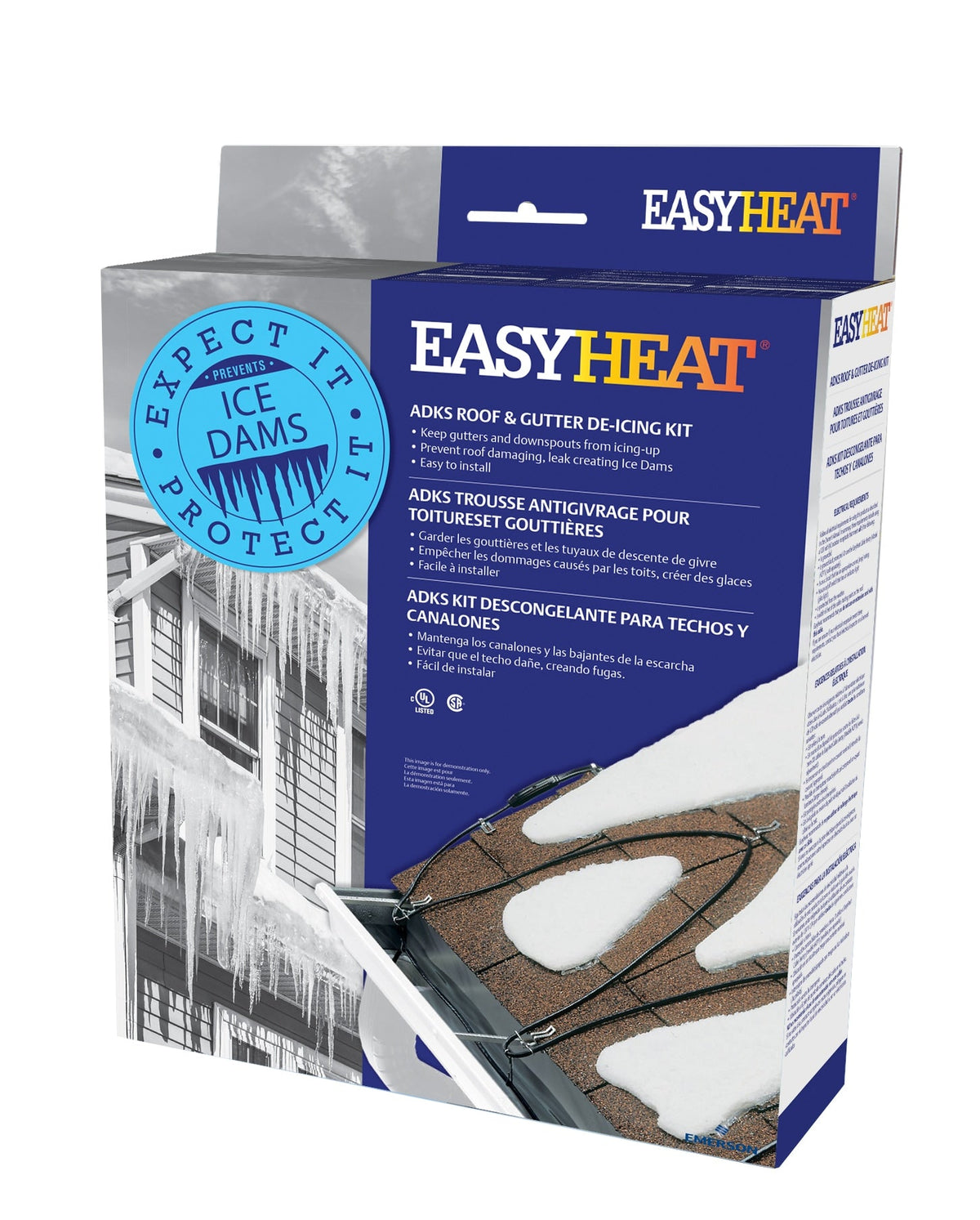 EasyHeat ADKS-500 Roof & Gutter De-icing Cable Kit, 100-ft, 500W
