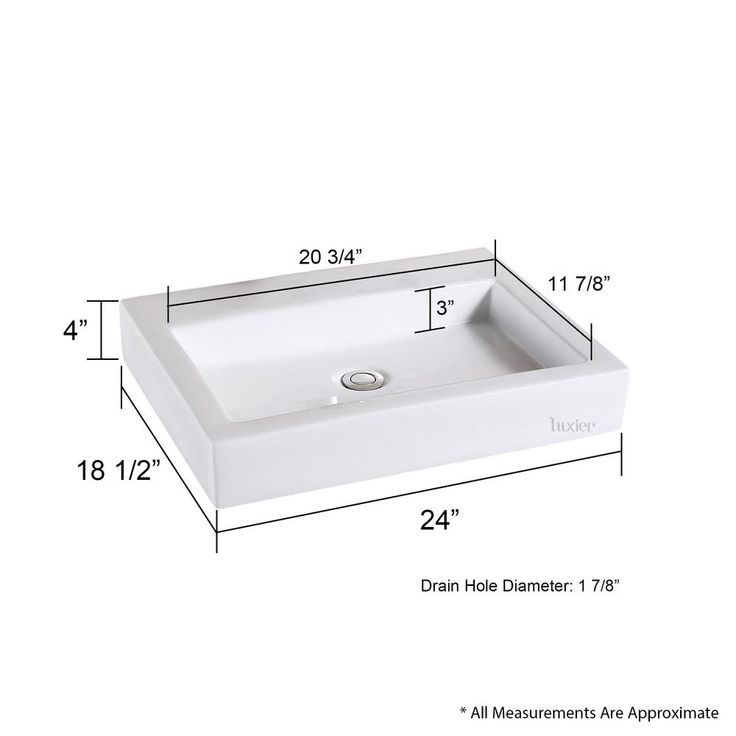 LUXIER Rectangular Bathroom Ceramic Vessel Sink Art Basin in White