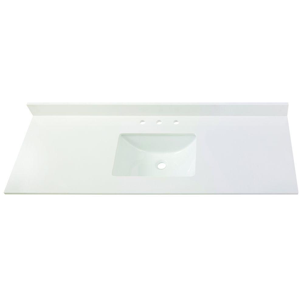 31 in. W x 19 in. D Marble Vanity Top in Carrara with White Trough Sink - Super Arbor