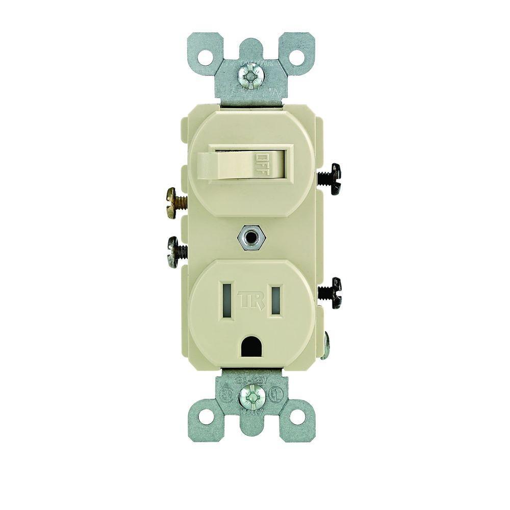 15 Amp Tamper-Resistant Combination Switch/Outlet, Light Almond - Super Arbor