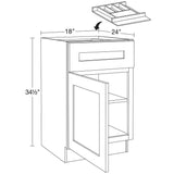 Home Decorators Collection Newport 18 in. W x 24 in. D x 34.5 in. H Assembled Plywood Base Kitchen Cabinet in Pearl Gray with Cutlery Soft Close LH